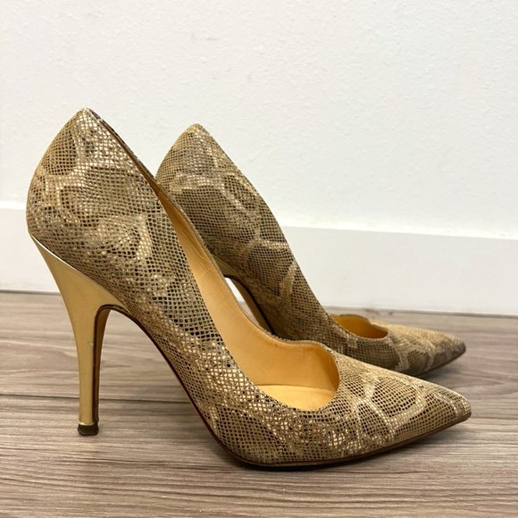 Kate Spade Gold Snakeskin Pumps Size 6.5 - Picture 2 of 5